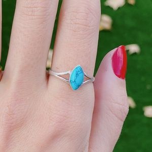 925 Sterling Silver Marquise Cut Turquoise Ring